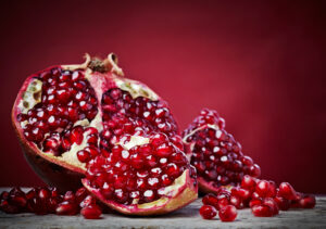 Pieces of pomegranate fruit